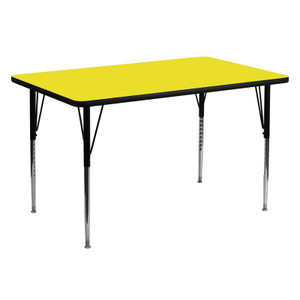 30''W x 60''L Rectangular Yellow HP Laminate Activity Table - Standard Height Adjustable Legs 30''W x 60''L Rectangular Yellow HP Laminate Activity Table - Standard Height Adjustable Legs