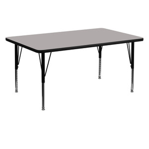 30''W x 60''L Rectangular Grey HP Laminate Activity Table - Height Adjustable Short Legs 30''W x 60''L Rectangular Grey HP Laminate Activity Table - Height Adjustable Short Legs
