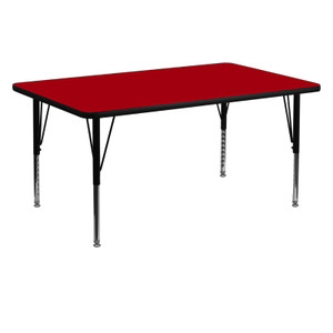 30''W x 60''L Rectangular Red Thermal Laminate Activity Table - Height Adjustable Short Legs 30''W x 60''L Rectangular Red Thermal Laminate Activity Table - Height Adjustable Short Legs