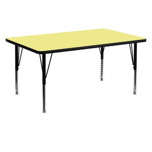 30''W x 60''L Rectangular Yellow Thermal Laminate Activity Table - Height Adjustable Short Legs 30''W x 60''L Rectangular Yellow Thermal Laminate Activity Table - Height Adjustable Short Legs