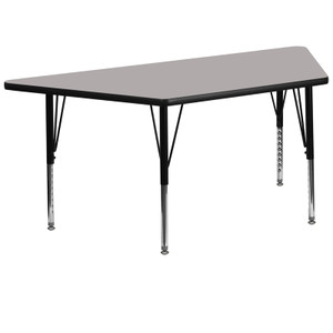 29.5''W x 57.25''L Trapezoid Grey HP Laminate Activity Table - Height Adjustable Short Legs 29.5''W x 57.25''L Trapezoid Grey HP Laminate Activity Table - Height Adjustable Short Legs