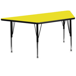 29.5''W x 57.25''L Trapezoid Yellow HP Laminate Activity Table - Height Adjustable Short Legs 29.5''W x 57.25''L Trapezoid Yellow HP Laminate Activity Table - Height Adjustable Short Legs