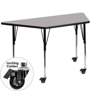 Mobile 29.5''W x 57.25''L Trapezoid Grey Thermal Laminate Activity Table - Standard Height Adjustable Legs Mobile 29.5''W x 57.25''L Trapezoid Grey Thermal Laminate Activity Table - Standard Height Adjustable Legs