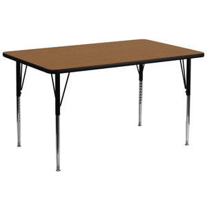 30''W x 72''L Rectangular Oak Thermal Laminate Activity Table - Standard Height Adjustable Legs 30''W x 72''L Rectangular Oak Thermal Laminate Activity Table - Standard Height Adjustable Legs