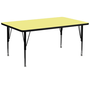 30''W x 72''L Rectangular Yellow Thermal Laminate Activity Table - Height Adjustable Short Legs 30''W x 72''L Rectangular Yellow Thermal Laminate Activity Table - Height Adjustable Short Legs