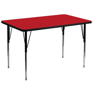 36''W x 72''L Rectangular Red HP Laminate Activity Table - Standard Height Adjustable Legs 36''W x 72''L Rectangular Red HP Laminate Activity Table - Standard Height Adjustable Legs