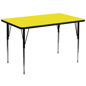 36''W x 72''L Rectangular Yellow HP Laminate Activity Table - Standard Height Adjustable Legs 36''W x 72''L Rectangular Yellow HP Laminate Activity Table - Standard Height Adjustable Legs