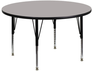 42'' Round Grey HP Laminate Activity Table - Height Adjustable Short Legs 42'' Round Grey HP Laminate Activity Table - Height Adjustable Short Legs