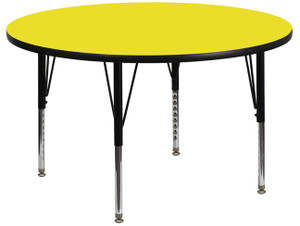 42'' Round Yellow HP Laminate Activity Table - Height Adjustable Short Legs 42'' Round Yellow HP Laminate Activity Table - Height Adjustable Short Legs