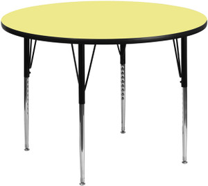 42'' Round Yellow Thermal Laminate Activity Table - Standard Height Adjustable Legs 42'' Round Yellow Thermal Laminate Activity Table - Standard Height Adjustable Legs