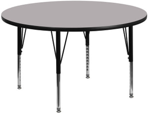 42'' Round Grey Thermal Laminate Activity Table - Height Adjustable Short Legs 42'' Round Grey Thermal Laminate Activity Table - Height Adjustable Short Legs