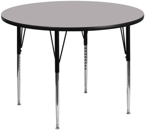 60'' Round Grey Thermal Laminate Activity Table - Standard Height Adjustable Legs 60'' Round Grey Thermal Laminate Activity Table - Standard Height Adjustable Legs