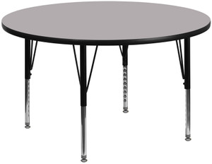 60'' Round Grey Thermal Laminate Activity Table - Height Adjustable Short Legs 60'' Round Grey Thermal Laminate Activity Table - Height Adjustable Short Legs