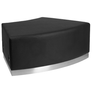 HERCULES Alon Series Black LeatherSoft Backless Convex Chair with Brushed Stainless Steel Base HERCULES Alon Series Black LeatherSoft Backless Convex Chair with Brushed Stainless Steel Base