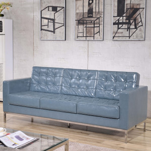 HERCULES Lacey Series Contemporary Gray LeatherSoft Sofa with Stainless Steel Frame HERCULES Lacey Series Contemporary Gray LeatherSoft Sofa with Stainless Steel Frame