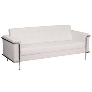HERCULES Lesley Series Contemporary Melrose White LeatherSoft Sofa with Encasing Frame HERCULES Lesley Series Contemporary Melrose White LeatherSoft Sofa with Encasing Frame