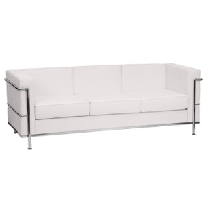HERCULES Regal Series Contemporary Melrose White LeatherSoft Sofa with Encasing Frame HERCULES Regal Series Contemporary Melrose White LeatherSoft Sofa with Encasing Frame