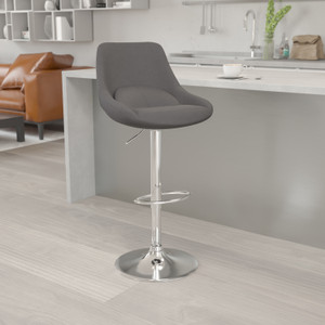 Contemporary Dark Gray Fabric Adjustable Height Barstool with Chrome Base Contemporary Dark Gray Fabric Adjustable Height Barstool with Chrome Base