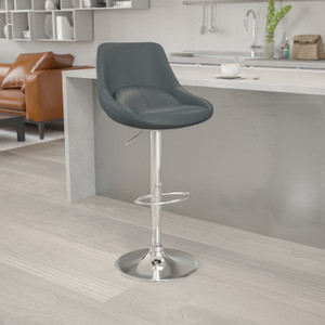Contemporary Gray Vinyl Adjustable Height Barstool with Chrome Base Contemporary Gray Vinyl Adjustable Height Barstool with Chrome Base