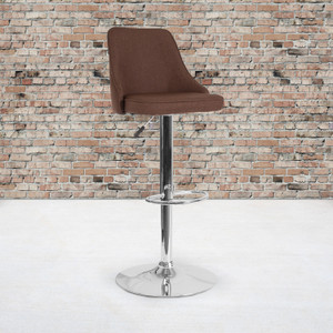 Trieste Contemporary Adjustable Height Barstool in Brown Fabric Trieste Contemporary Adjustable Height Barstool in Brown Fabric