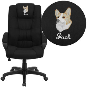 Embroidered High Back Black Fabric Executive Swivel Office Chair with Arms Embroidered High Back Black Fabric Executive Swivel Office Chair with Arms