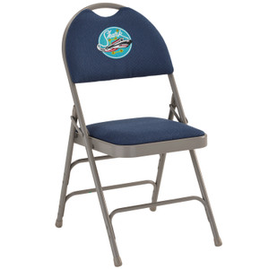 Embroidered HERCULES Series Ultra-Premium Triple Braced Navy Fabric Metal Folding Chair with Easy-Carry Handle Embroidered HERCULES Series Ultra-Premium Triple Braced Navy Fabric Metal Folding Chair with Easy-Carry Handle
