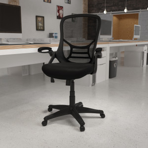High Back Black Mesh Ergonomic Swivel Office Chair with Black Frame and Flip-up Arms High Back Black Mesh Ergonomic Swivel Office Chair with Black Frame and Flip-up Arms