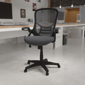 High Back Dark Gray Mesh Ergonomic Swivel Office Chair with Black Frame and Flip-up Arms High Back Dark Gray Mesh Ergonomic Swivel Office Chair with Black Frame and Flip-up Arms