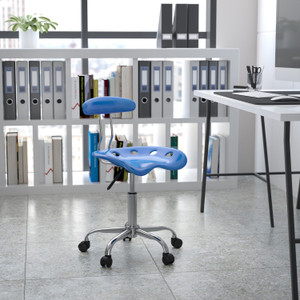 Vibrant Bright Blue and Chrome Swivel Task Office Chair with Tractor Seat Vibrant Bright Blue and Chrome Swivel Task Office Chair with Tractor Seat