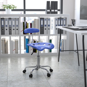 Vibrant Nautical Blue and Chrome Swivel Task Office Chair with Tractor Seat Vibrant Nautical Blue and Chrome Swivel Task Office Chair with Tractor Seat