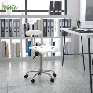 Vibrant White and Chrome Swivel Task Office Chair with Tractor Seat Vibrant White and Chrome Swivel Task Office Chair with Tractor Seat
