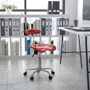 Vibrant Wine Red and Chrome Swivel Task Office Chair with Tractor Seat Vibrant Wine Red and Chrome Swivel Task Office Chair with Tractor Seat