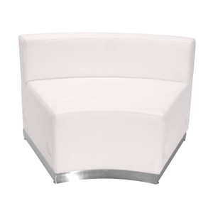 HERCULES Alon Series Melrose White LeatherSoft Concave Chair with Brushed Stainless Steel Base HERCULES Alon Series Melrose White LeatherSoft Concave Chair with Brushed Stainless Steel Base