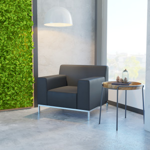 HERCULES Definity Series Contemporary Black LeatherSoft Chair with Stainless Steel Frame HERCULES Definity Series Contemporary Black LeatherSoft Chair with Stainless Steel Frame