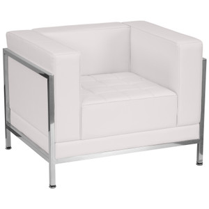 HERCULES Imagination Series Contemporary Melrose White LeatherSoft Chair with Encasing Frame HERCULES Imagination Series Contemporary Melrose White LeatherSoft Chair with Encasing Frame