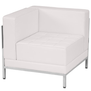 HERCULES Imagination Series Contemporary Melrose White LeatherSoft Left Corner Chair with Encasing Frame HERCULES Imagination Series Contemporary Melrose White LeatherSoft Left Corner Chair with Encasing Frame