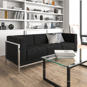HERCULES Imagination Series Contemporary Black LeatherSoft Sofa with Encasing Frame HERCULES Imagination Series Contemporary Black LeatherSoft Sofa with Encasing Frame