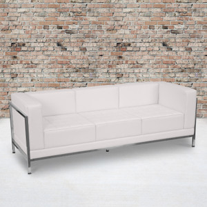 HERCULES Imagination Series Contemporary Melrose White LeatherSoft Sofa with Encasing Frame HERCULES Imagination Series Contemporary Melrose White LeatherSoft Sofa with Encasing Frame