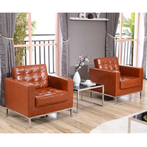 HERCULES Lacey Series Contemporary Cognac LeatherSoft Chair with Stainless Steel Frame HERCULES Lacey Series Contemporary Cognac LeatherSoft Chair with Stainless Steel Frame