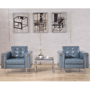 HERCULES Lesley Series Contemporary Gray LeatherSoft Chair with Encasing Frame HERCULES Lesley Series Contemporary Gray LeatherSoft Chair with Encasing Frame
