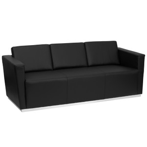 HERCULES Trinity Series Contemporary Black LeatherSoft Sofa with Stainless Steel Base HERCULES Trinity Series Contemporary Black LeatherSoft Sofa with Stainless Steel Base