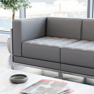 Hercules Imagination Series Contemporary Gray Leathersoft Left Corner Chair with Encasing Frame Hercules Imagination Series Contemporary Gray Leathersoft Left Corner Chair with Encasing Frame