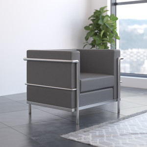 Hercules Regal Series Contemporary Gray LeatherSoft Chair with Encasing Frame Hercules Regal Series Contemporary Gray LeatherSoft Chair with Encasing Frame
