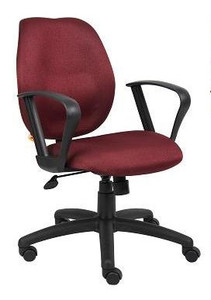 Burgundy Fabric Mid Back Task Chair with Loop Arms Burgundy Fabric Mid Back Task Chair with Loop Arms