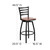 HERCULES Series Black Ladder Back Swivel Metal Barstool - Cherry Wood Seat HERCULES Series Black Ladder Back Swivel Metal Barstool - Cherry Wood Seat