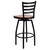 HERCULES Series Black Ladder Back Swivel Metal Barstool - Cherry Wood Seat HERCULES Series Black Ladder Back Swivel Metal Barstool - Cherry Wood Seat
