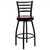 HERCULES Series Black Ladder Back Swivel Metal Barstool - Mahogany Wood Seat HERCULES Series Black Ladder Back Swivel Metal Barstool - Mahogany Wood Seat