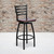 HERCULES Series Black Ladder Back Swivel Metal Barstool - Mahogany Wood Seat HERCULES Series Black Ladder Back Swivel Metal Barstool - Mahogany Wood Seat