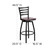 HERCULES Series Black Ladder Back Swivel Metal Barstool - Mahogany Wood Seat HERCULES Series Black Ladder Back Swivel Metal Barstool - Mahogany Wood Seat