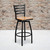 HERCULES Series Black Ladder Back Swivel Metal Barstool - Natural Wood Seat HERCULES Series Black Ladder Back Swivel Metal Barstool - Natural Wood Seat